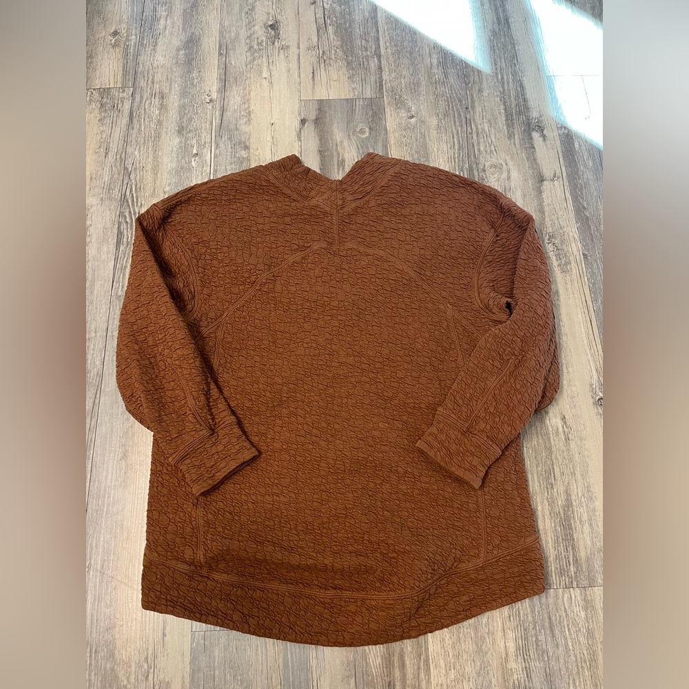 Lululemon Rippled Knit V-Neck Pullover Copper Brown Women’s Size 6 Long Sleeve - Picture 10 of 12